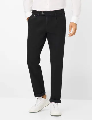 Eurex by Brax Herren Bundfaltenhose Style FRED, denim schwarz, Gr. 32U