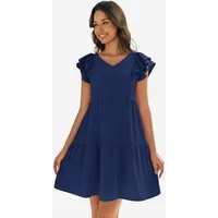 Imily Bela Minikleid Damen Niedliches Fließendes Babydoll-Kleid (Packung, 1-tlg., 1per-Pack) mit Rüschenärmeln