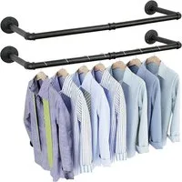 ToteBox Kleiderstange Vier Industrierohr Abnehmbare Platzsparend für Wohnzimmer Schlafzimmer (2 St)