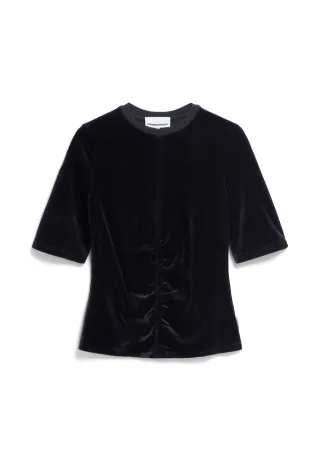 Armedangels - T-Shirt Slim Fit aus Samt - Traslaraa schwarz - Gr. - XS