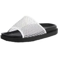 Ital-Design Stylische Sommer-Sandalen mit schimmerndem Design für Damen Pantolette (89542810) Flach Pantoletten in Weiß