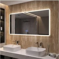 AQUALAVOS Badspiegel Badspiegel 100-160cm mit LED Beleuchtung Lichtspiegel Wandspiegel, Beschlagfrei, Kalt/Warm Licht, dimmbar, Helligkeit-Speicherfunktion