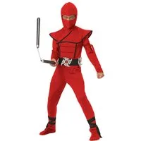 Metamorph Kostüm Ninja Fighter Kostüm für Kinder rot, Dein Kämpferkostüm für eine Runde Real Life Tekken!
