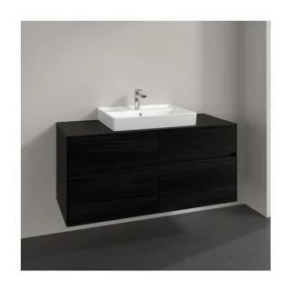 Villeroy und Boch Collaro Waschtischunterschrank C08800AB 140x54,8x50cm, Waschtisch mittig, black oak