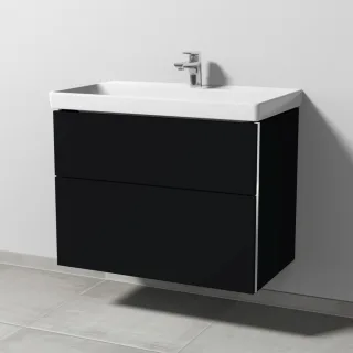 Sanipa 3way Waschtischunterbau zu Villeroy & Boch Avento Waschtisch mit 2 Auszügen, Schwarz-Matt BS62308