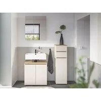 moebel-dich-auf Badmöbel-Set LONDRES, (Set 3, 3-St., Spiegelschrank, Wbu, Kommode), in kaschmir oder anthrazit, Absetzung: Cremona Eiche