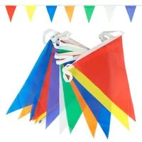 Goodymax Hängedekoration Wimpelkette Farbmix mit 7 Farben Polyester-Stoff (20 x 30 cm / 11 Meter lang, 1 Wimpelkette), 25 Wimpel