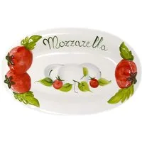 Lashuma Servierteller Tomate Mozzarella, Keramik, (1-tlg., 31 x 20 cm), Handgemachter Obstteller oval aus Italien