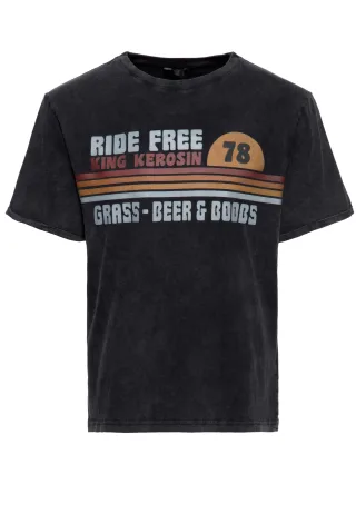 King Kerosin Herren Print T-Shirt Grass, Beer & Boobs