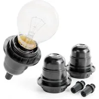 greate. Lampenfassung 3x E27 Fassung schwarz, Lampenfassung schwarz 250V 60W, Kunststoff, (3-St)