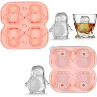 FOUORTUNATE-BEE Eiswürfelform Silikon Eiswürfelform Pinguin, Niedliche 3D Pinguin Eiswürfelformen, (Wiederverwendbar Eiswürfelbehälter mit Deckel und Trichter), für Eis, Whiskey, Cocktail, Saft