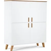 KONSIMO® Hochkommode FRISK Türkommode Highboard, 6 Einlegeböden, 4 Türen, Skandinavischer Stil