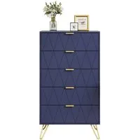 UEV Kommode mit Schubladen, Komodenschrank Schmal Beistellschrank (Mehrzweckschrank für Wohnzimmer Schlafzimmer Büro Flur, Sideboard mit Schubladen), 60x34x110cm, Schubladenschrank, Aufbewahrungsschrank, mit Kisppschutz