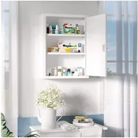 Kleankin Medizinschrank Apothekerschrank mit 3 Fächern (Erste Hilfe Schrank, 1-St., Medikamentenschrank) Stahl, Weiß, 40 x 15 x 53,5 cm