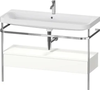 Duravit Happy D.2 Plus c-shaped Set mit Metallkonsole und Schubkasten Weiß Seidenmatt 1175x490x850 m HP4844O36360000