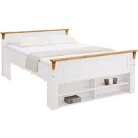 OTTO home Massivholzbett Tessin, Stauraumbett, Landhausstil, Schubladen optional, rustikal (Breite/Belastbarkeit 180cm/220 KG, 140cm/180 KG), zertifizierte Kiefer, Kassetten-Optik, stabile Qualität
