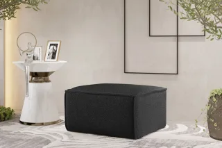 Polsterhocker Designerhocker CELES PREMIUM 65x65 cm Stoff Ascot Bukla Schwarz