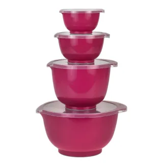 Rührschüssel Set 4-teilig platzsparend stapelbar Durostima 4 Größen in pink | Rosti Backschüsseln mikrowellengeeignet für die moderne Vorratshaltung.