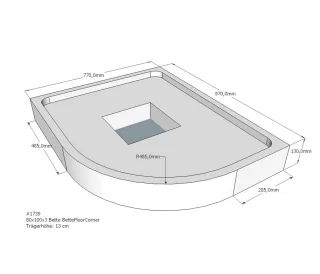 Neuesbad Wannenträger für Bette Floor Corner Viertelkreis 800x1000 SD21078