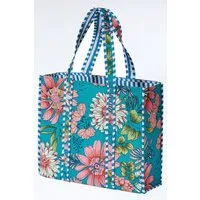 Himalaya Clothing Strandtasche Handtasche Damen groß mit lebendigem Muster und großzügigem Stauraum, Gesteppter Shopper mit integrierter kleiner Innentasche Motiv Blumen