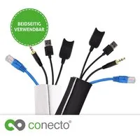 conecto Geflechtschlauch conecto Neopren Kabelschlauch mit Klettverschluss universell Kabelkana