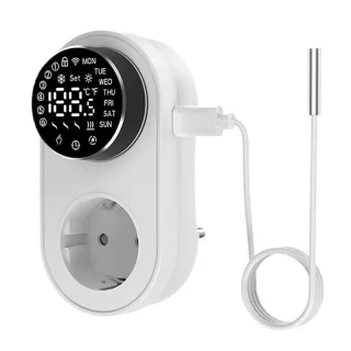 Tuya 1419 Wi-Fi Plug-in Smart Thermostat Socket with Timing Function LED Display Knob-type APP Control Temperature Socke