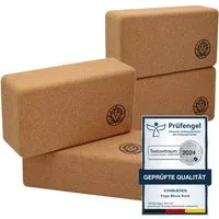 VonBueren Yogablock aus Kork 22 x 12 x 7,5 cm Yogablöcke Yogazubehör Hatha Klotz, (2 Stück, 4 Stück, 4-tlg)