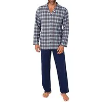 Normann Pyjama Normann Herren Langarm Pyjama zum durchknöpfen, auch in Übergrössen