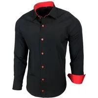 Baxboy Langarmhemd Kentkragen Businesshemd Slim Fit Hemd mit farblich abgesetzten B-444