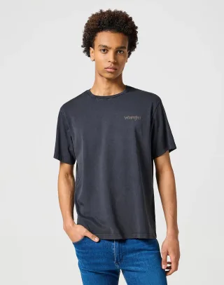 Wrangler – Grafik-T-Shirt, verblasst, schwarz