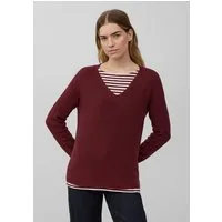 s.Oliver Longpullover Strickpullover Strickpullover aus Baumwollmix mit V-Ausschnitt