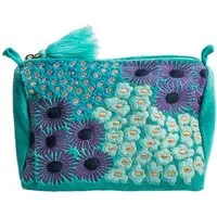 Tranquillo Kosmetiktasche Kosmetiktasche VELVET BLOSSOMS - klein, Samtige Oberfläche mit aufwendiger Stickerei und Quasten-Zipper