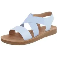 Ital-Design Damen Mokassins mit geflochtenem Detail und rutschfester Sohle Riemchensandalette (91117483) Flach Riemchensandalen in Hellblau