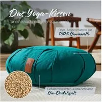 #DoYourYoga Yoga Bolster Zafu Halbmondkissen Ganesh, 100% Baumwolle Bio Bioweizenschalenfüllung 45x30x14 Yoga Meditation