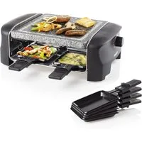 PRINCESS Raclette, 4 Raclettepfännchen, 600 W, Stonegrillparty Tischgrill 2-4 Personen Gerät heißer Stein-Platte