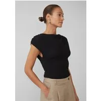 s.Oliver Kurzarmshirt T-Shirt Strukturiertes Shirt mit Wasserfall-Ausschnitt