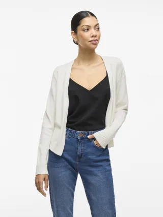 VILA - VIRIL SHORT L/S KNIT CARDIGAN-NOOS White Alyssum - Gr. - XS