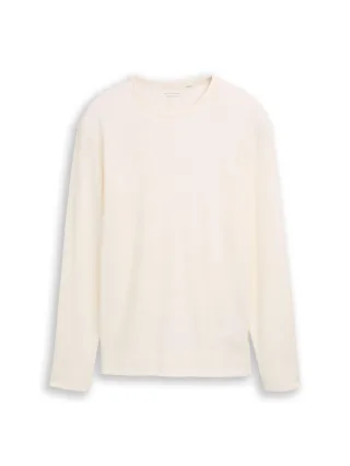Tom Tailor - Langarmshirt mit Waffelstruktur gardenia white - Gr. - XXL