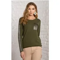 Passioni Strickpullover mit Strassdetails