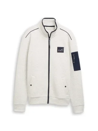 Tom Tailor - Sweatjacke mit Stehkragen soft buttercream melange - Gr. - XXXL
