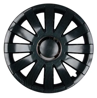 4x PREMIUM DESIGN Radkappen Radzierblenden Zierblenden 14 ZOLL Onyx Carbon Look