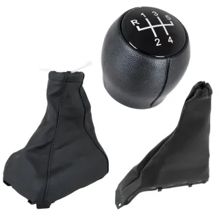 Schaltknauf Knauf 5-Gang Schaltmanschette Manschette + Rahmen + Bezug Handbremse in Schwarz für Opel Astra F 1991-2002