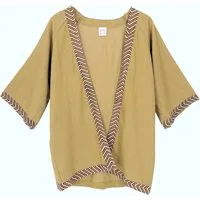 Guru-Shop Kimono Kurzer Kimono, Boho Cardigan, offener Baumwoll.., alternative Bekleidung