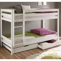 Homeline Etagenbett Etagenbett Kinderbett Weiß Hochbett Teilbar Schublade lattenroste (6-St)