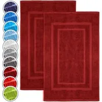 NatureMark Badematte 2er-Set Badvorleger 50x80cm, strapazierfähig, Baumwolle, rechteckig, Badematte 2-tlg., Duschmatte Duschvorleger, Premium Qualität, 50x80cm, Bordeaux rot