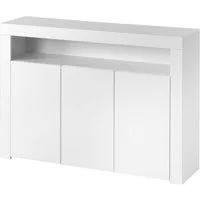 Merax Sideboard mit 3 Türen und 1 offene Fach, Hochglanz Front mit LED,Kommode mit verstellbaren Einlegeböden