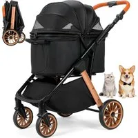 TLGREEN Hundebuggy One-Touch Faltbarer bis 25 kg, (Leichter Katzenwagen mit 360° Rädern & Belüftung, Großer Stauraum), Ideal für Kleine Hunde, Ältere Tiere, Reisen, Tierarzt