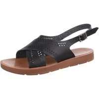 Ital-Design Damen Freizeit Riemchensandalette (86706887) Keilabsatz/Wedge Riemchensandalen in Schwarz