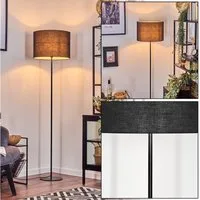 hofstein Stehlampe Stehlampe aus Metall/Stoff in Schwarz/Weiß, ohne Leuchtmittel, mit rundem Schirm (40 cm) u. Fußschalter, 1 x E27, ohne Leuchtmittel