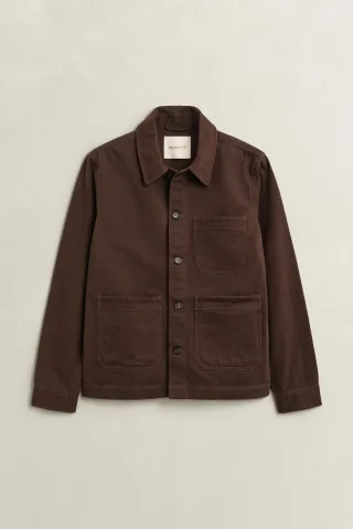 GANT - Hemdjacke aus gebürstetem Twill black brown - Gr. - M